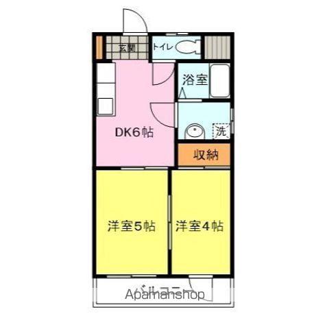 アスリートビル(2DK/3階)の間取り写真