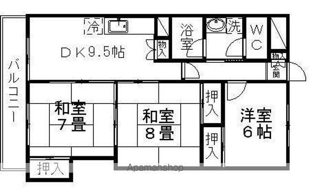 双葉ケ丘グリーンハイツ(3DK/3階)の間取り写真