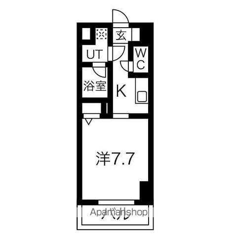 グランシェーヌ八幡(1K/1階)の間取り写真