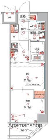 ハーモニーレジデンス東京大島ザ・ガーデン(1DK/5階)の間取り写真