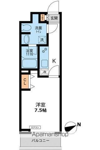パシフィックコート目黒南(1K/2階)の間取り写真