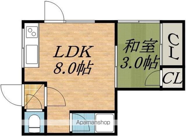 コーポ月寒西(1DK/2階)の間取り写真