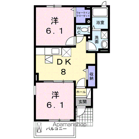フォレスト サイド横山Ⅰ(2DK/1階)の間取り写真