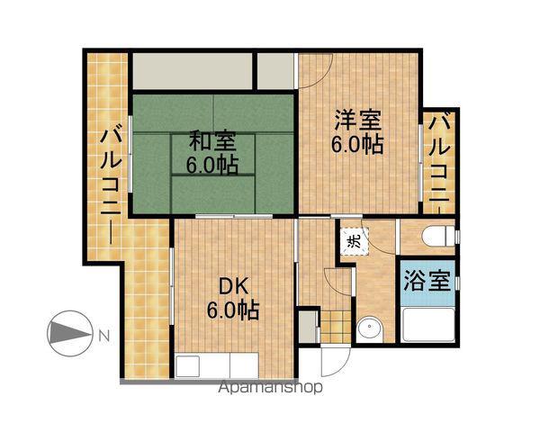 マンションKM-1(2DK/3階)の間取り写真