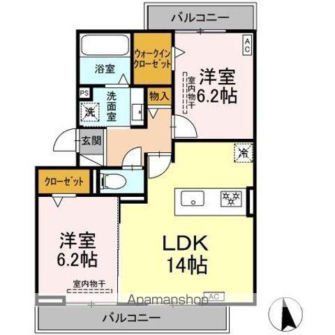 ベレンジュ(2LDK/2階)の間取り写真