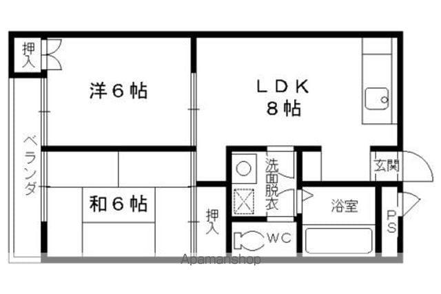 アビタシオン一愛(2DK/2階)の間取り写真