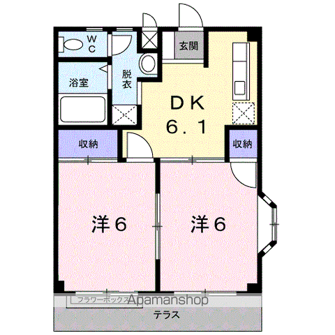 レビュー弐番館(2DK/1階)の間取り写真