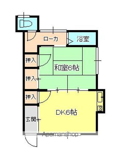 石原アパート(1DK/2階)の間取り写真
