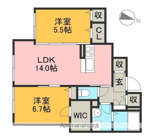 ベレオ マム(2LDK/1階)の間取り写真