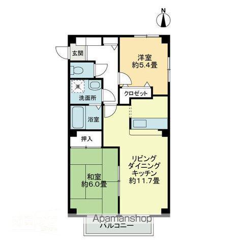 フォブール花(2LDK/2階)の間取り写真