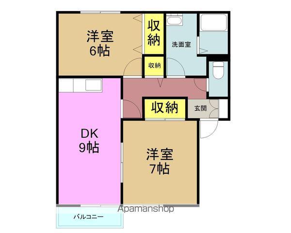 セジュールME諏訪B(2DK/2階)の間取り写真