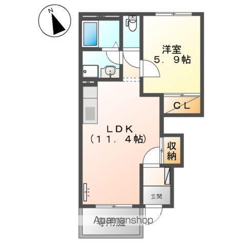 クレスト・ヒルズ(1LDK/1階)の間取り写真