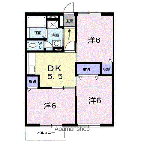 ジョイフルにしむらA(3DK/2階)の間取り写真