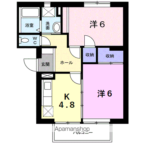 プレイス寿久茂A(2K/1階)の間取り写真