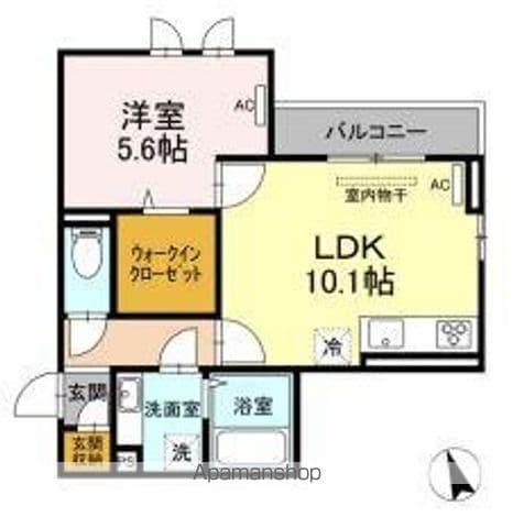 アパッショナート東浜(1LDK/2階)の間取り写真