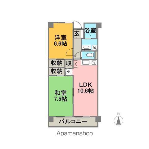 ドミール伏見(2LDK/3階)の間取り写真