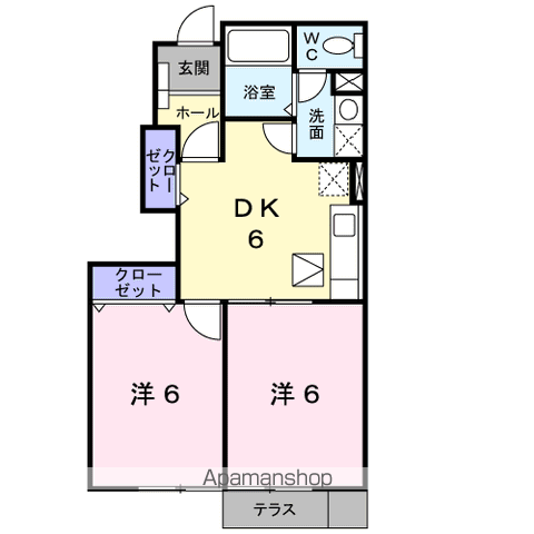 グレーヌⅡ(2DK/1階)の間取り写真