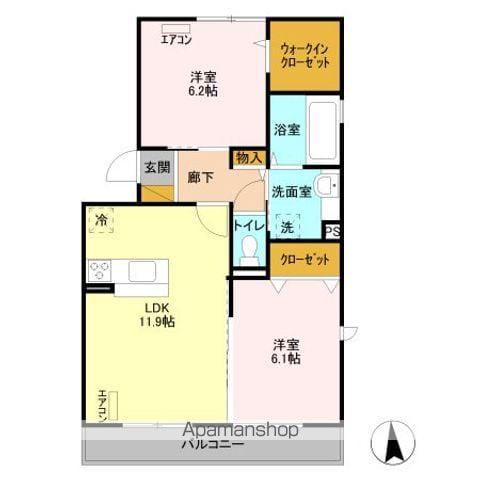 マ・メゾンII(2LDK/2階)の間取り写真