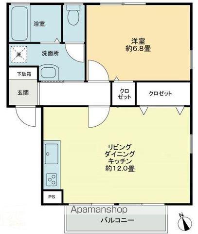 フォブール鶴見B(1LDK/1階)の間取り写真