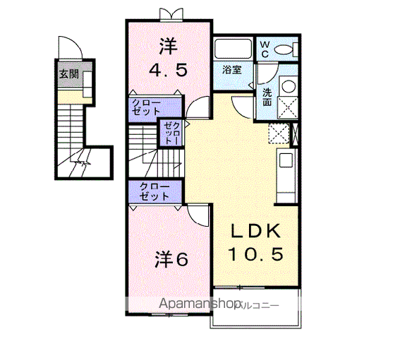 フラワーヒル A(2LDK/2階)の間取り写真