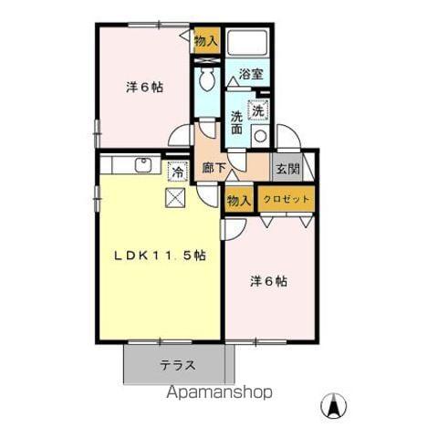 ハピネス白根ABC(2LDK/1階)の間取り写真