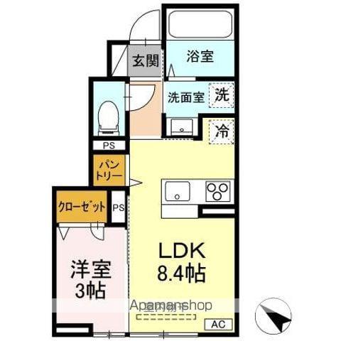 レスア柏崎II(1LDK/1階)の間取り写真