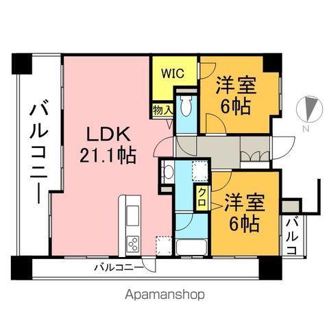 Dクラディア高取(2LDK/12階)の間取り写真