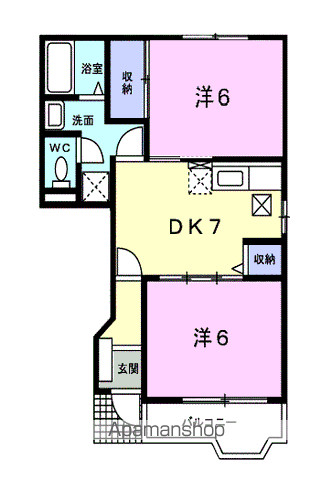 シュベリュール(2DK/1階)の間取り写真