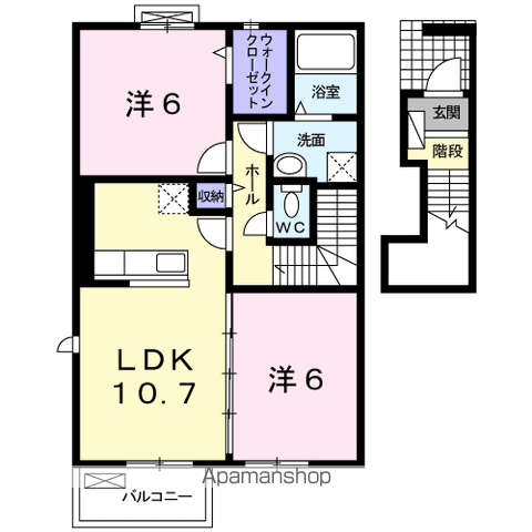 アヴニールⅦ(2LDK/2階)の間取り写真