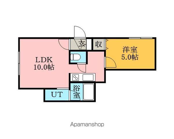 ロイヤルコート水車町(1DK/2階)の間取り写真