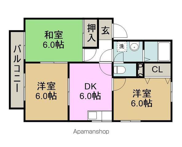 グランパビヨンⅡ(ワンルーム/2階)の間取り写真