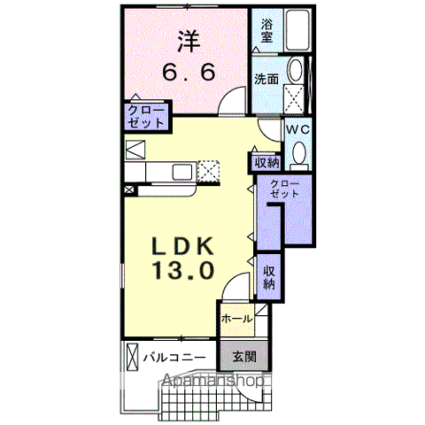 ファスタージュⅡ(1LDK/1階)の間取り写真