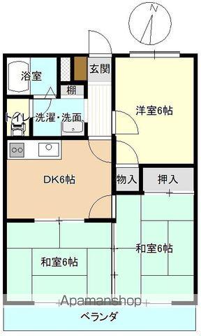 第6ナジマヤビル(3DK/1階)の間取り写真