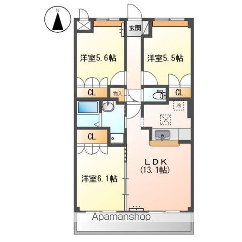 カサルビア(3LDK/1階)の間取り写真