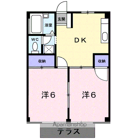 シティハイツヤマト(2DK/1階)の間取り写真