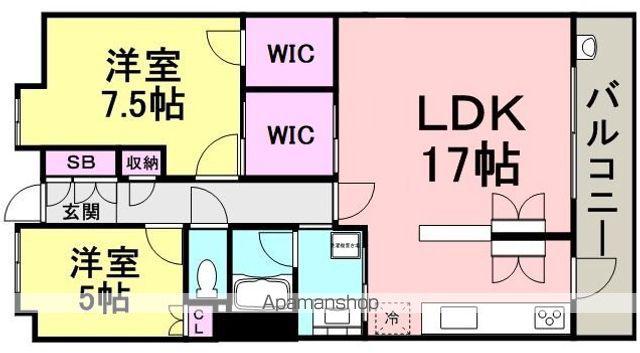 ローレルスクエア尼崎ルネガーデンテラス(2SLDK/13階)の間取り写真