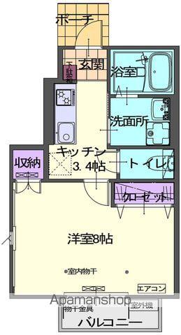 ゴルティエ Ⅰ(1K/1階)の間取り写真