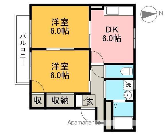 リバティハウス(2DK/1階)の間取り写真