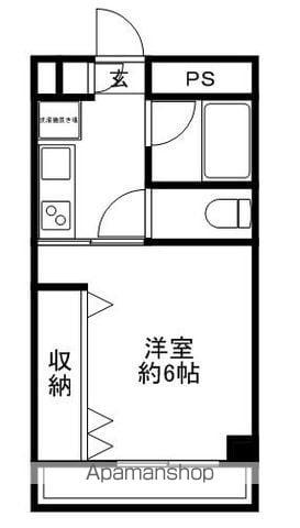 山忠ハイツ(1K/4階)の間取り写真