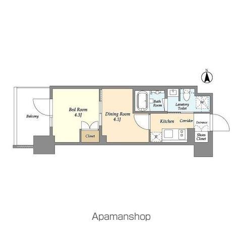 ジオエント上野稲荷町(2K/9階)の間取り写真