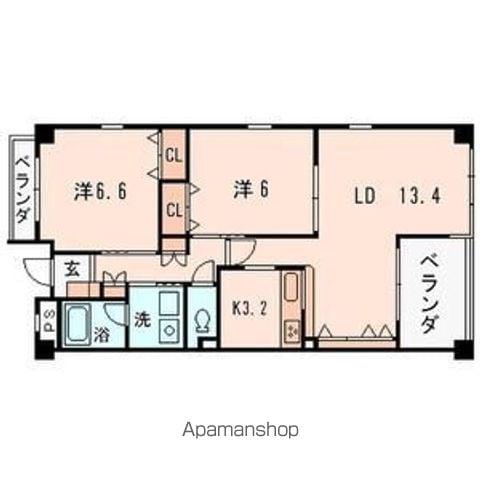 リジェールB(2LDK/2階)の間取り写真