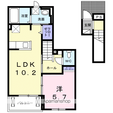 フェリシタ(1LDK/2階)の間取り写真