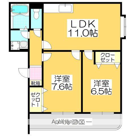 イーストヒルズ(2LDK/1階)の間取り写真