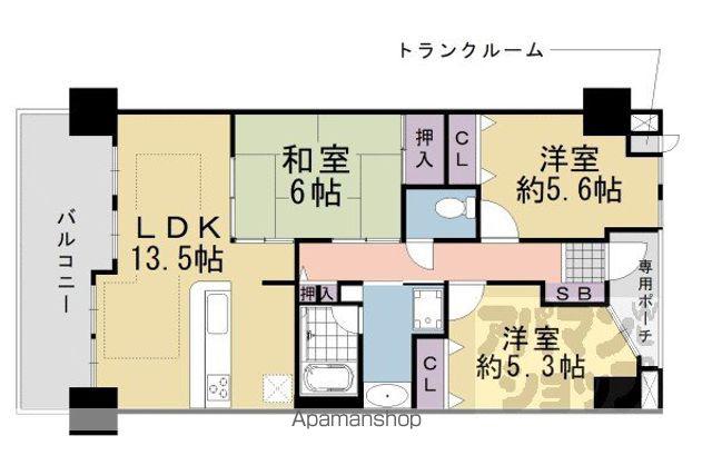 ライオンズマンション四条大宮ガーデンシティ(3LDK/3階)の間取り写真