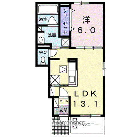 メディカル・中小路南Ⅰ(1LDK/1階)の間取り写真