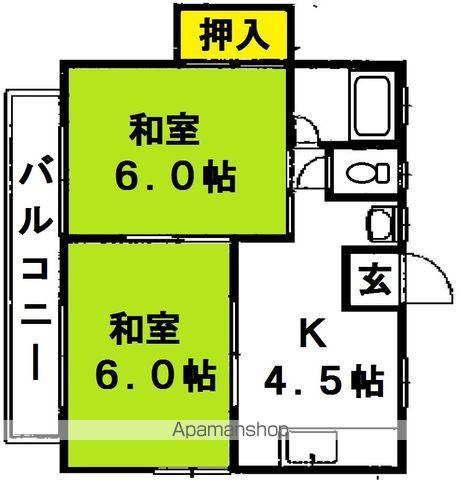 コートガウス(2DK/2階)の間取り写真