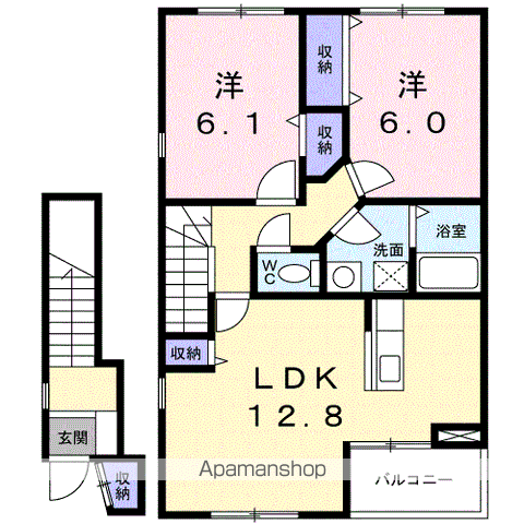 エクセレント(2LDK/2階)の間取り写真