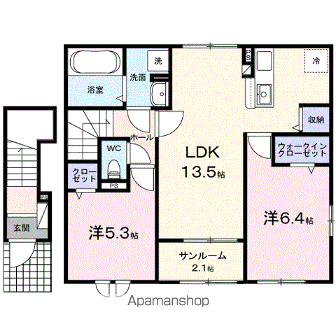プラーム小諸 Ⅱ(2LDK/2階)の間取り写真