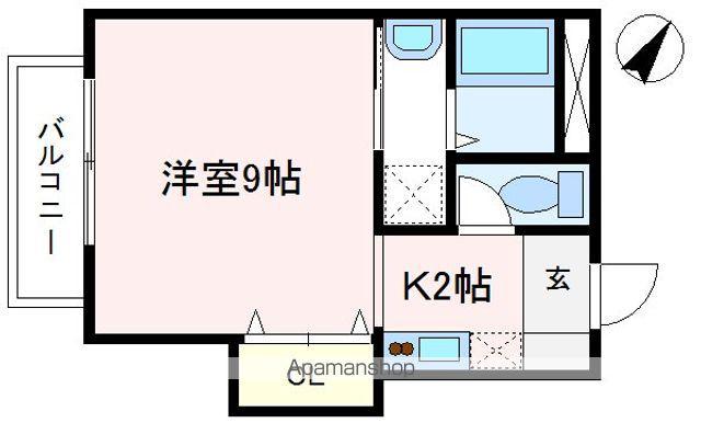 リブコート入間川(1K/2階)の間取り写真