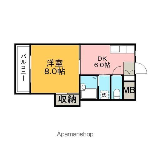 シャトレ新町(1DK/3階)の間取り写真